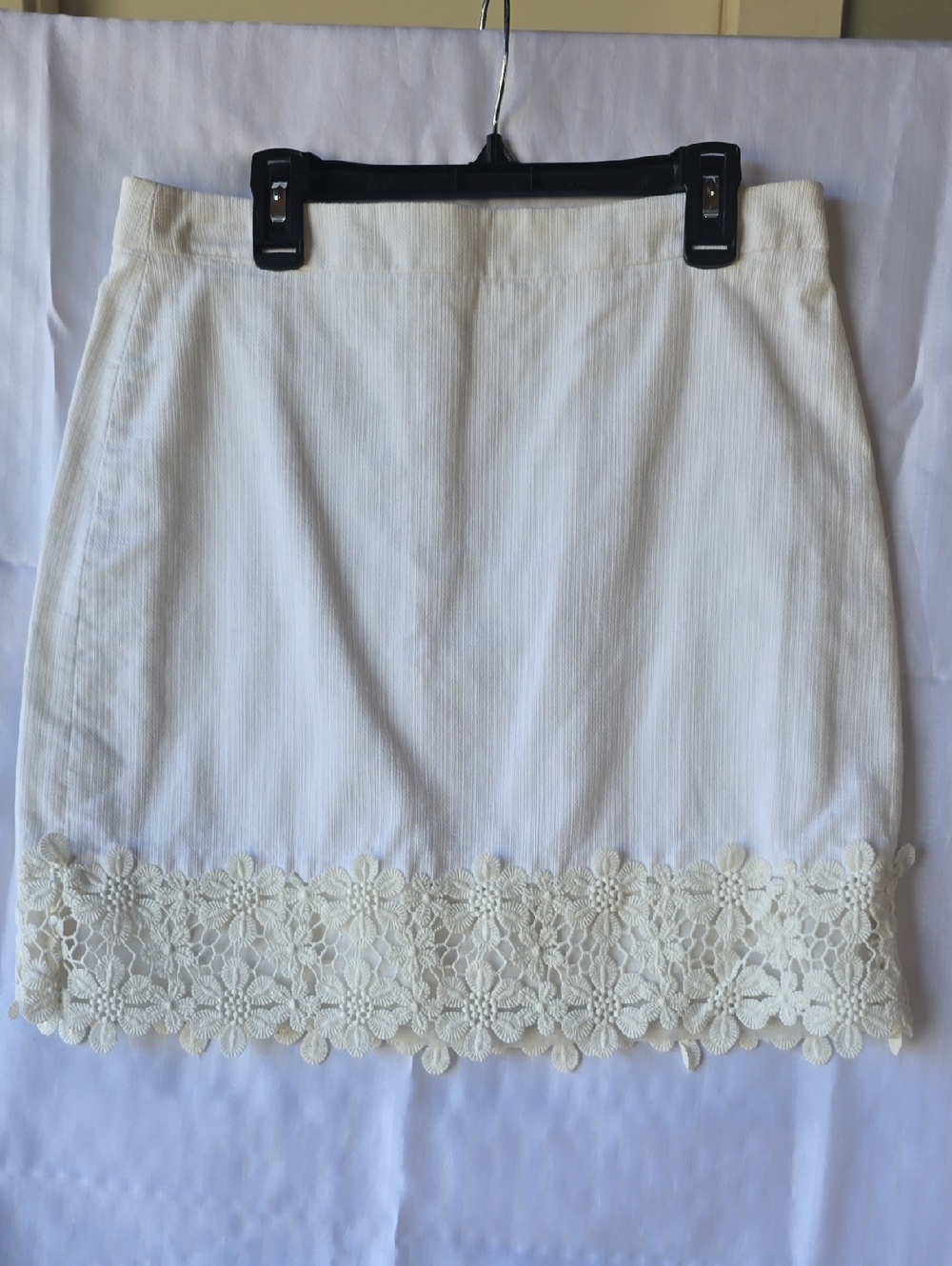 J. CREW Women's White Lace-Hem Skirt